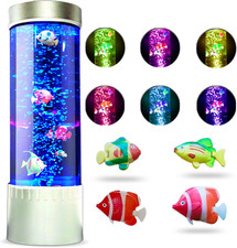 Bubble Fish Lamp Desktop Sensory LED Bubble Lamps 7 Color Changing Fake Aqua