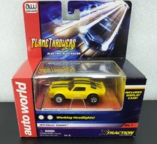 2012 Auto World FLAMETHROWERS 1971 Chevy Camaro Yellow Release 11 HO Slot Car