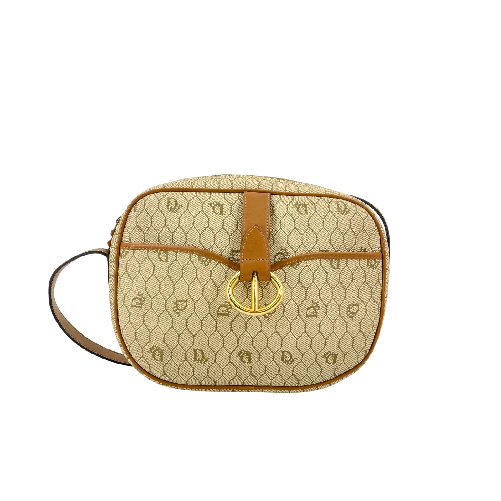 Dior — Auth CHRISTIAN DIOR Honey Comb PVC Canvas Ladies Shoulder Bag SJZ140