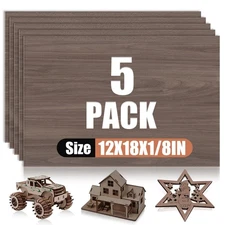5 Pack Walnut Plywood Sheets 12x18x1/8 Inch, 3mm Plywood for Laser Cutting