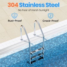 304 Stainless Steel Ladder 3-Step Non-Slip Ladder For Swimming Pool In-Ground