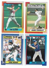 1990 TOPPS, RYNE SANDBERG, EDDIE MURRAY, TOM GLAVINE & DENNIS ECKERSLEY, ALL HOF