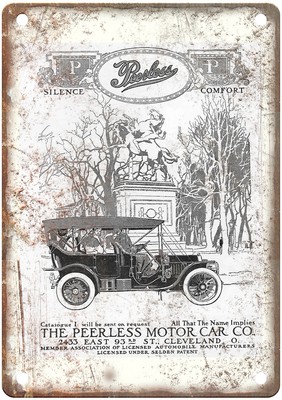 1910 Peerless Vintage Automobile Ad Retro Look Metal Sign AM8514