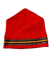 Vintage Wigwam Orange Acrylic Knit Beanie Hat Gray Gold Stripe USA Made Ski