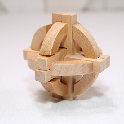 Wooden Kongming Luban Lock Brain Teaser Round Puzzle