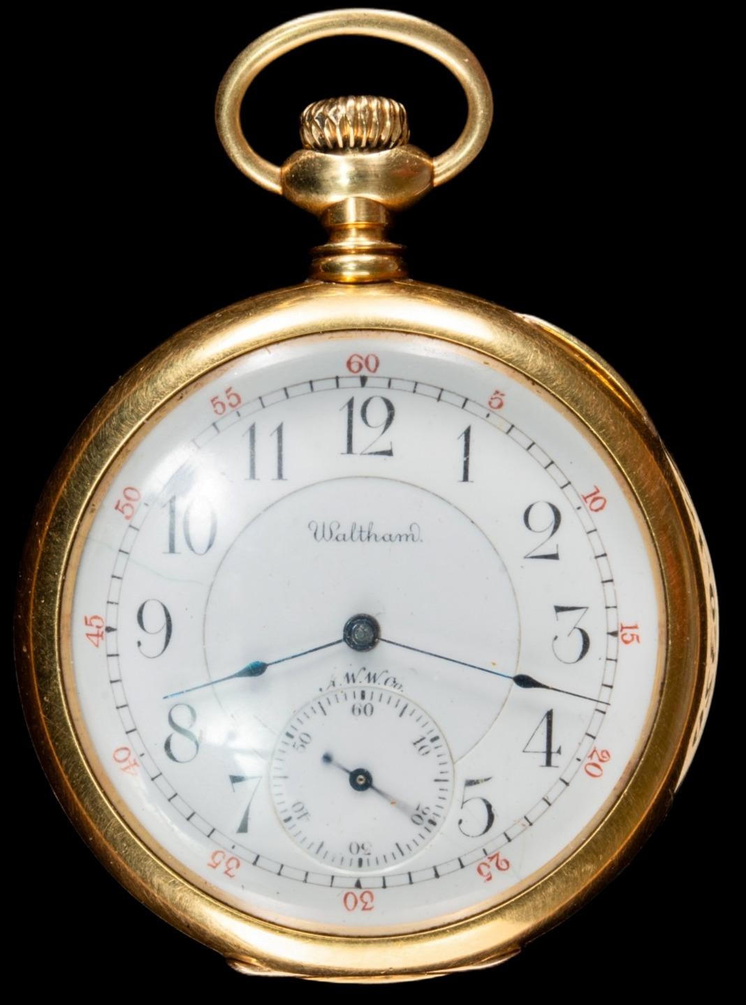 Waltham Riverside Maximus 18k 21 Jewels 12 Size w/Diamond End Stones