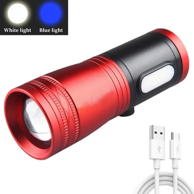 Portable Fishing LED Flashlight 2/4 Light Source Blue Purple White Yellow Light 