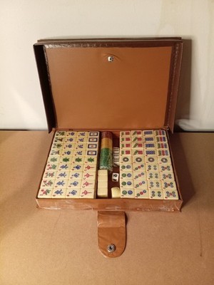 Mahjong Spiel Set mit Traveler Koffer und Anleitung Mah-Jongg Spiel Mah-Jong Set