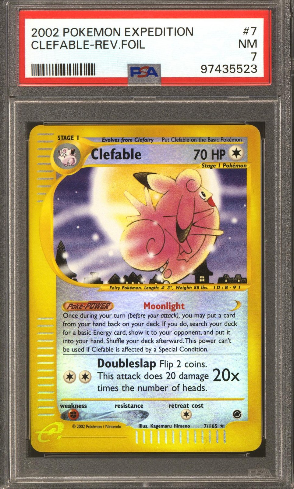 Pokemon Expedition Reverse Holo Foil Clefable 7/165 PSA 7
