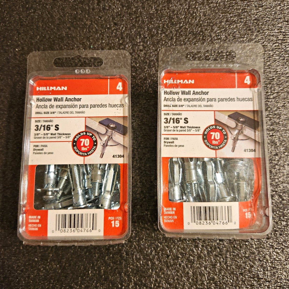 Hillman Hollow Wall Anchor 3/16 in S Zinc Plated Metal Round Head 30 Pack 41304