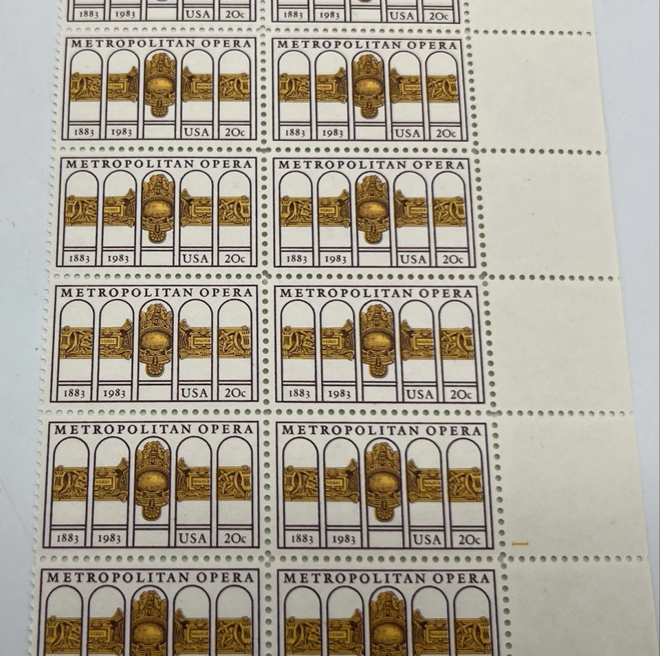 Scott #2054 Metropolitan Opera 20 Cent Plate Block of 20 Stamps MNH - Image 4 of 4