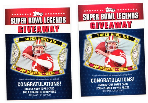 2011 Topps Super Bowl Legends Giveaway SBLG-3 2 Card Set of Joe Montana