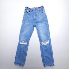 Abercrombie  Fitch Ultra High Rise Ankle Straight Womens 0 / 25 Distressed Blue