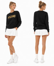 Moschino Couture! New Black Gold Logo Sweatshirt Premium Pullover Sweater M