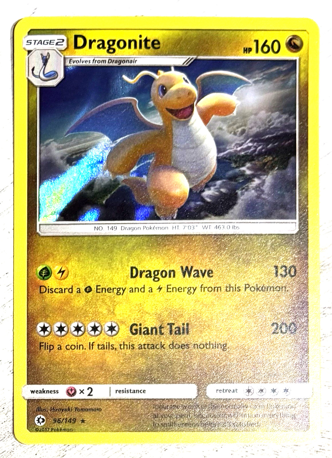 Dragonite - Pokemon- 96/149 - Sun & Moon Holo Rare MINT