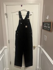 Carhartt Men's 36x32 Model RO1-M Black Relaxed Fit Duck Bib Overall R01-M. NWT