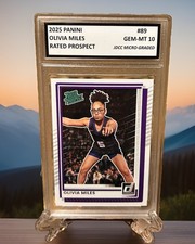 OLIVIA MILES RC 2025 Panini DONRUSS RATED PROSPECT ROOKIE #89 Graded Gem-Mt 10