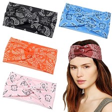 Women Wide Elastic Headband Turban Scarf Head Wraps Boho Sports Yoga Hair Band
