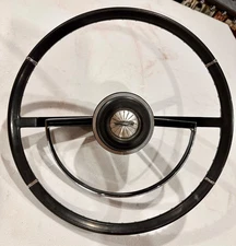 1967 Ford Galaxie Steering Wheel Center padded Insert Chrome Horn Ring Deluxe OE