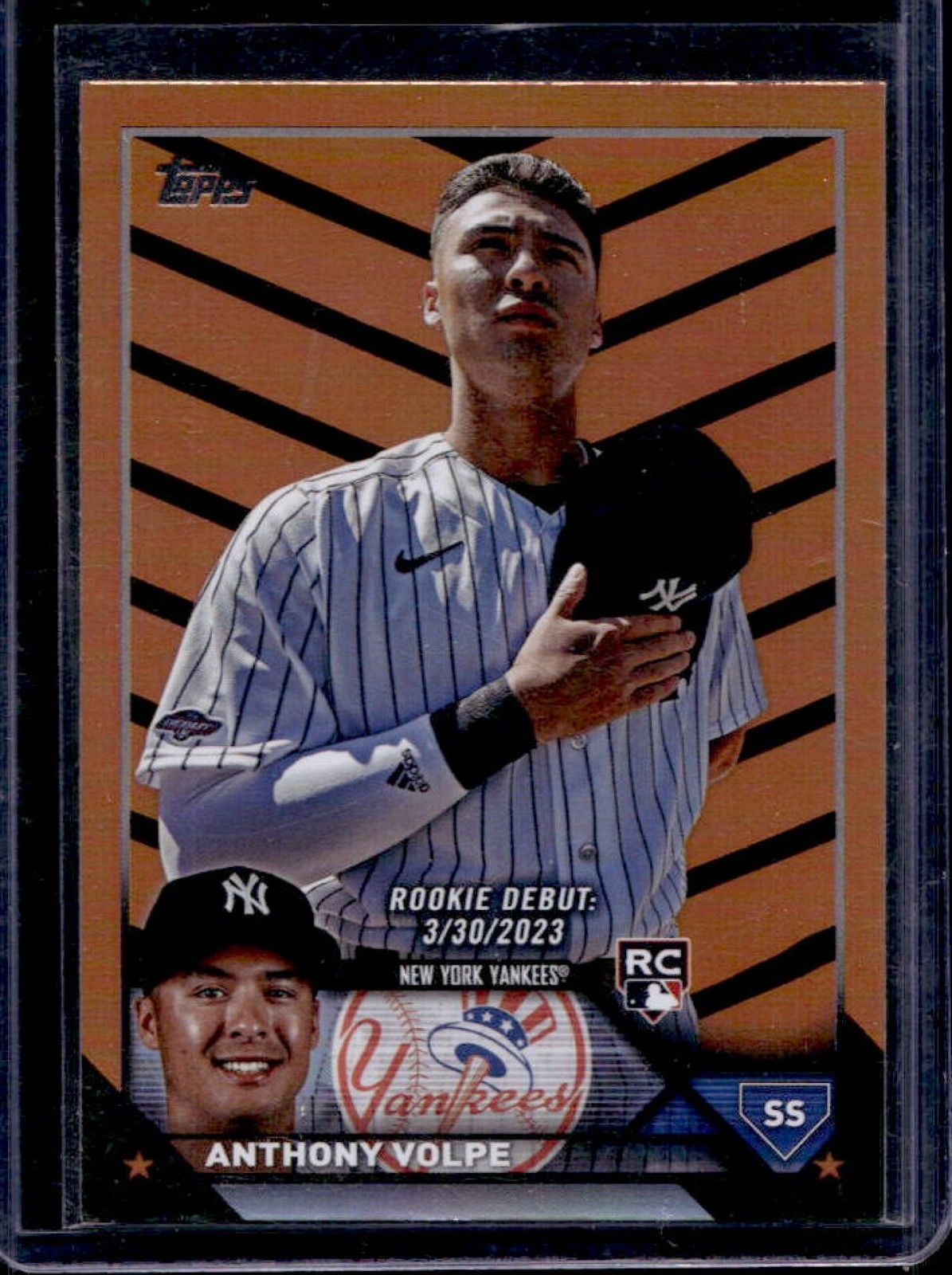 2023 Topps Update Anthony Volpe RC Orange and Black Foil Rookie #US77 Yankees