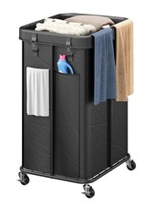Laundry Hamper with Wheels, Rolling Laundry Basket with Metal Frame and Remov...