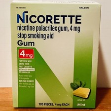 Nicorette 4mg Nicotine Gum 170 Pieces MINT Stop Smoking Aid SEALED 05/2027