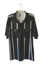 SCORE Soccer Referee Polo Adult XL Short Sleeve Shirt Black White Stripe Jersey 