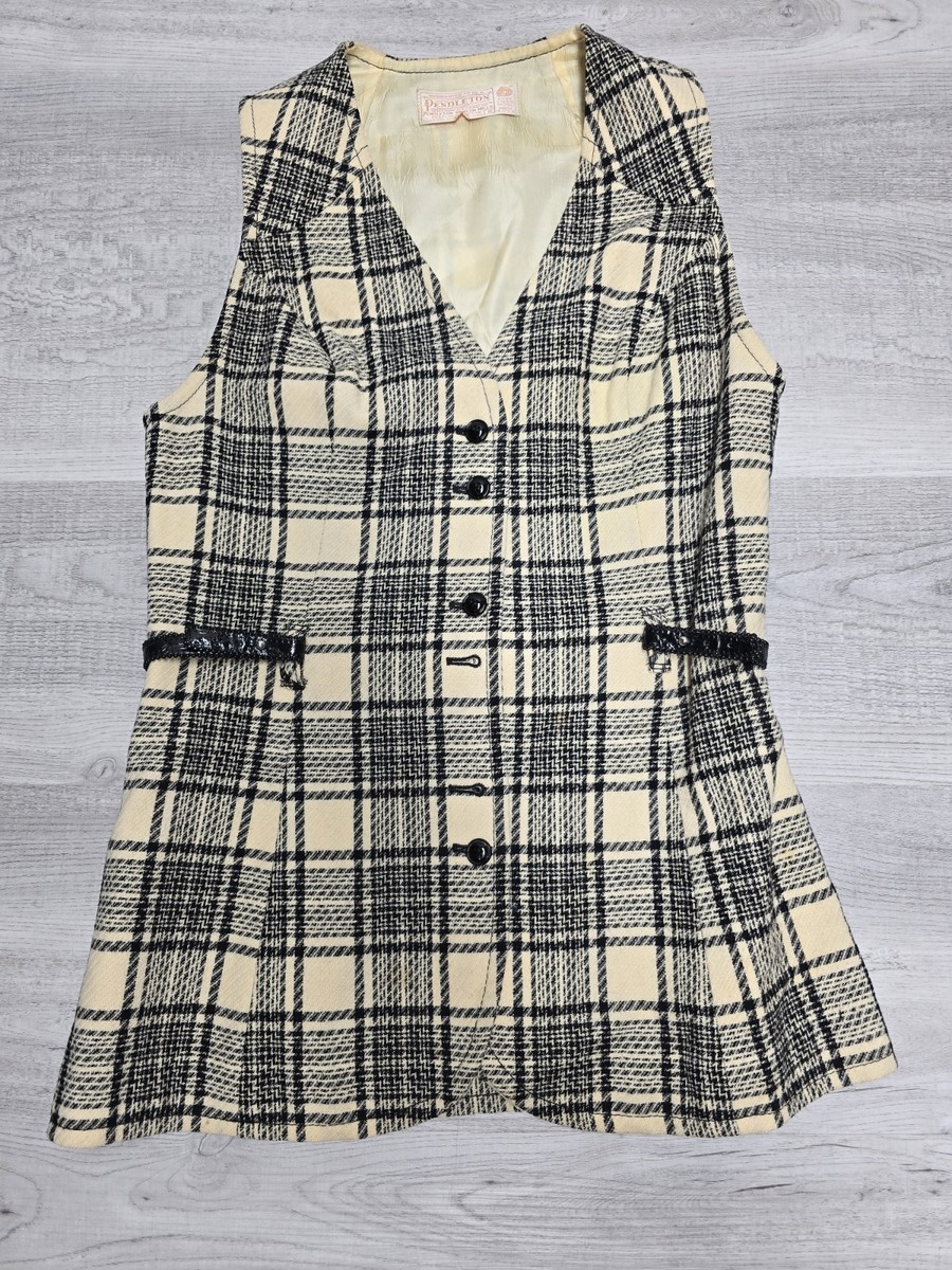 Vintage 50s 60s PENDLETON 100% Virgin Wool Vest Size 8 Yellow