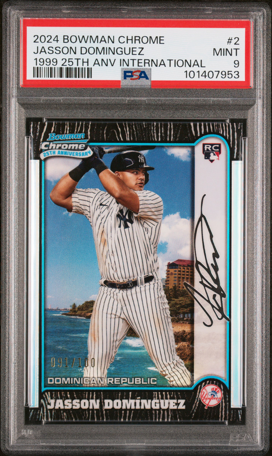 2024 Bowman Chrome 1999 Bowman International #2 Jasson Dominguez /100 PSA 9