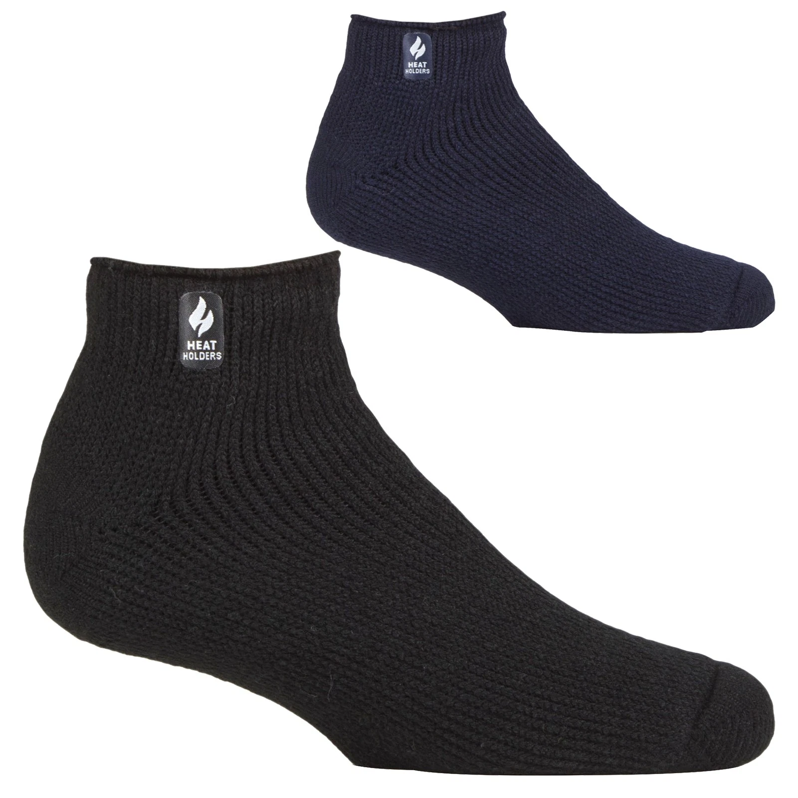 Mens Ankle Thermal Socks by Heat Holders , Black and Blue Fluffy Inner Socks