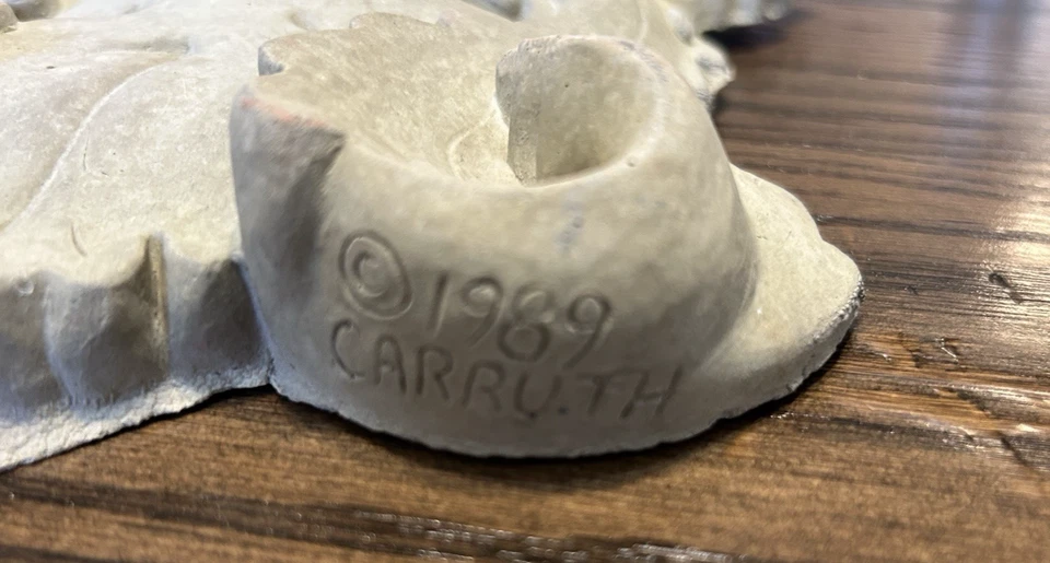 Placa de colección firmada por George Carruth Garden Smiles Face GREEN MAN 7" X 10" Foto 4 de 4