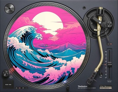 Pink japanische Kanagawa Wave 12'' SLIPMATS einzeln oder Paar - DJS Musik Vinyl Liebhaber