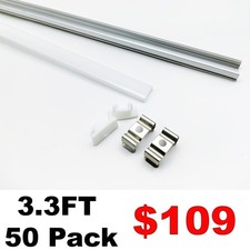 50 Pack Aluminum Track Aluminum U Channel 3.3FT 6.6FT For LED Strip Light 10mm