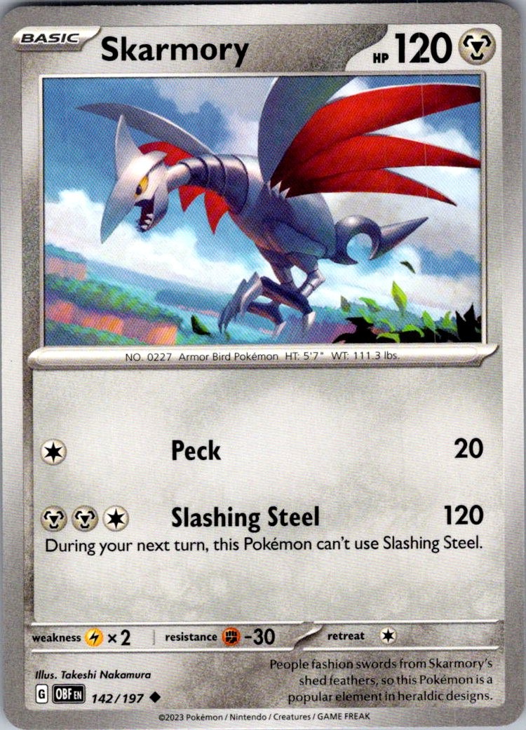 Skarmory Obsidian Flames 142/197 Uncommon Pokemon Near Mint