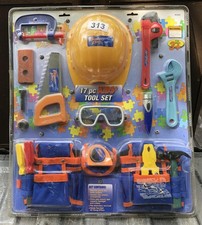 Project Pro Toy Tool Set 17pc hard hat belt saw hammer wrench vintage 2006 kids