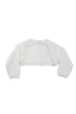 Il Gufo Girls Long Sleeve Open Front Knit Cardigan Sweater White Cotton Size 8M
