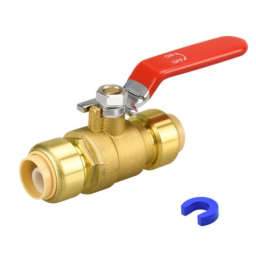 1/2 Inch Push Fit Ball Valve Shut Off Disconnect Clip PEX PVC Copper Pipe