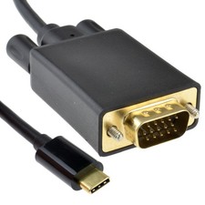 USB 3.1 Type C to 15 Pin VGA Plug 1080p 60Hz Adapter Cable 1m/2m/3m/5m Black