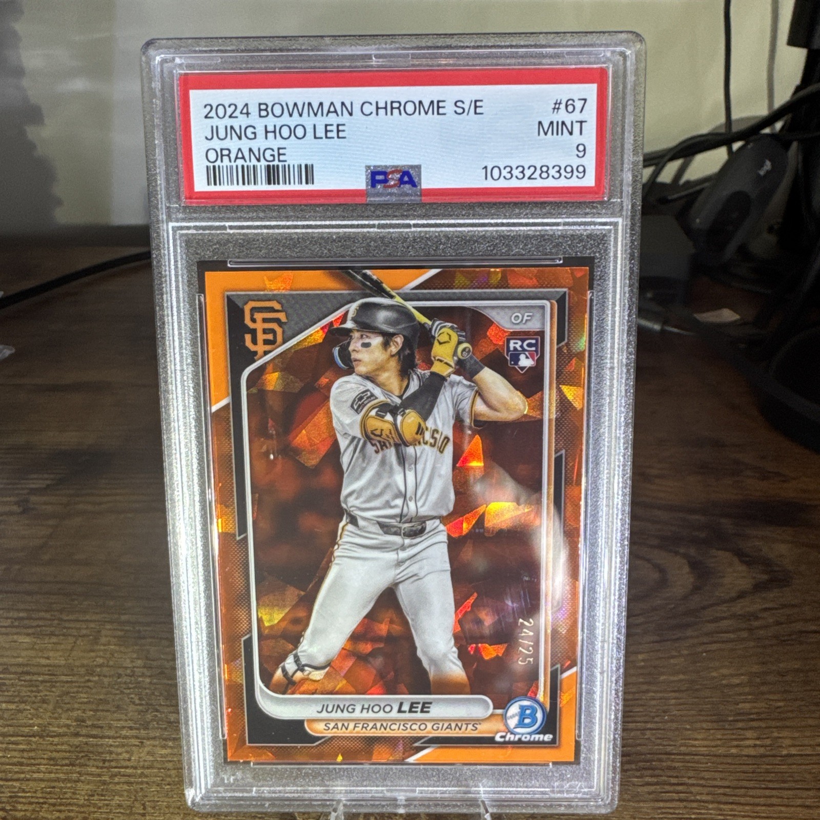 2024 Bowman Chrome Sapphire Edition Jung-Hoo Lee #67 Orange /25 (RC) PSA 9