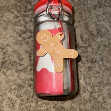 BN J’me Jamie Oliver Glass Gingerbread Cookie Cutter /Icing Red Lid Storage Jar