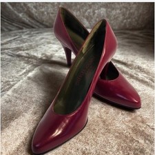 Charles Jourdan Paris Vintage RED Leather Pumps Almond Toe Heels France 7.5AA