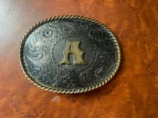 Vintage A Belt Buckle Western Montana Silversmiths Used