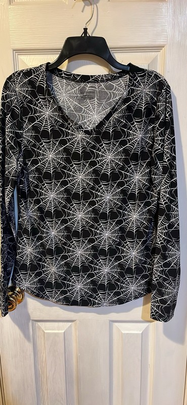 NoBo Black/white Spiderweb XL Long Sleeve Top