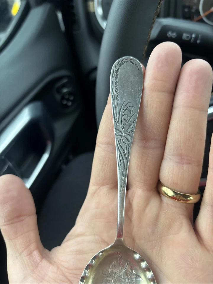 Sterling Silver Gilt Aesthetic Period Spoon A.F Burbank & Co 1800s Antique 8" - Image 2 of 4
