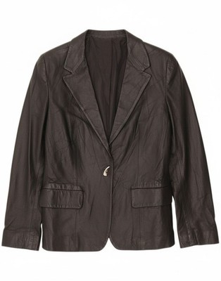 Conbipel Damen 1 Knopf Leder Blazer Jacke UK 12 Medium Schwarz Leder DU13