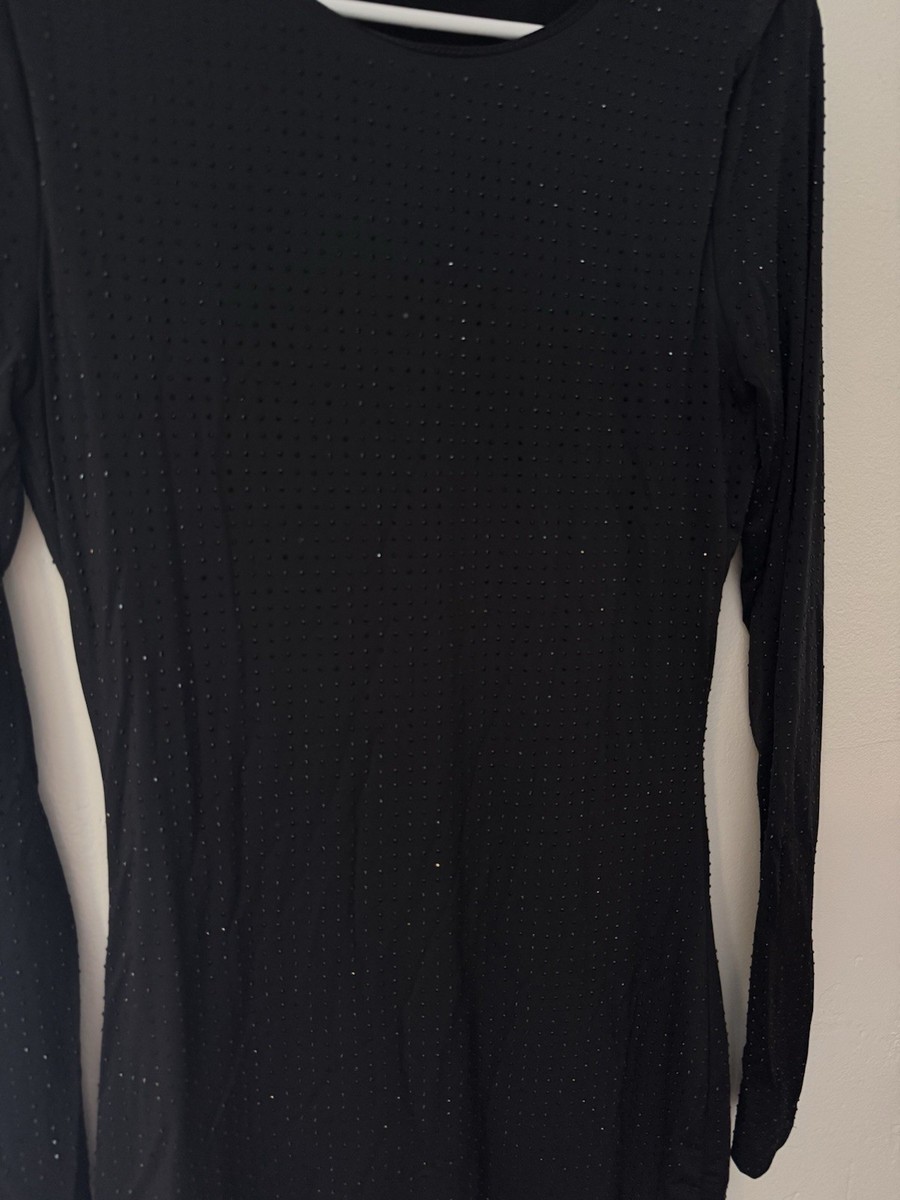 White Fox Boutique Embellished Black Long Sleeve Dress Medium View 4