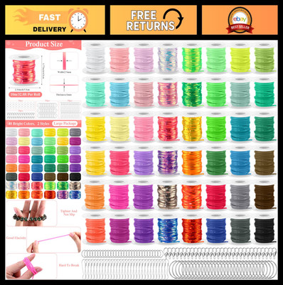48 Rolls Lanyard String Kit for DIY Crafts, Bracelets, Keychains & Clips - 11 Ya