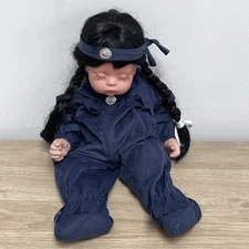 Porcelain Doll Native American Cheryl Yazza Navajo 10" 1999 sleeping Girl Plaits