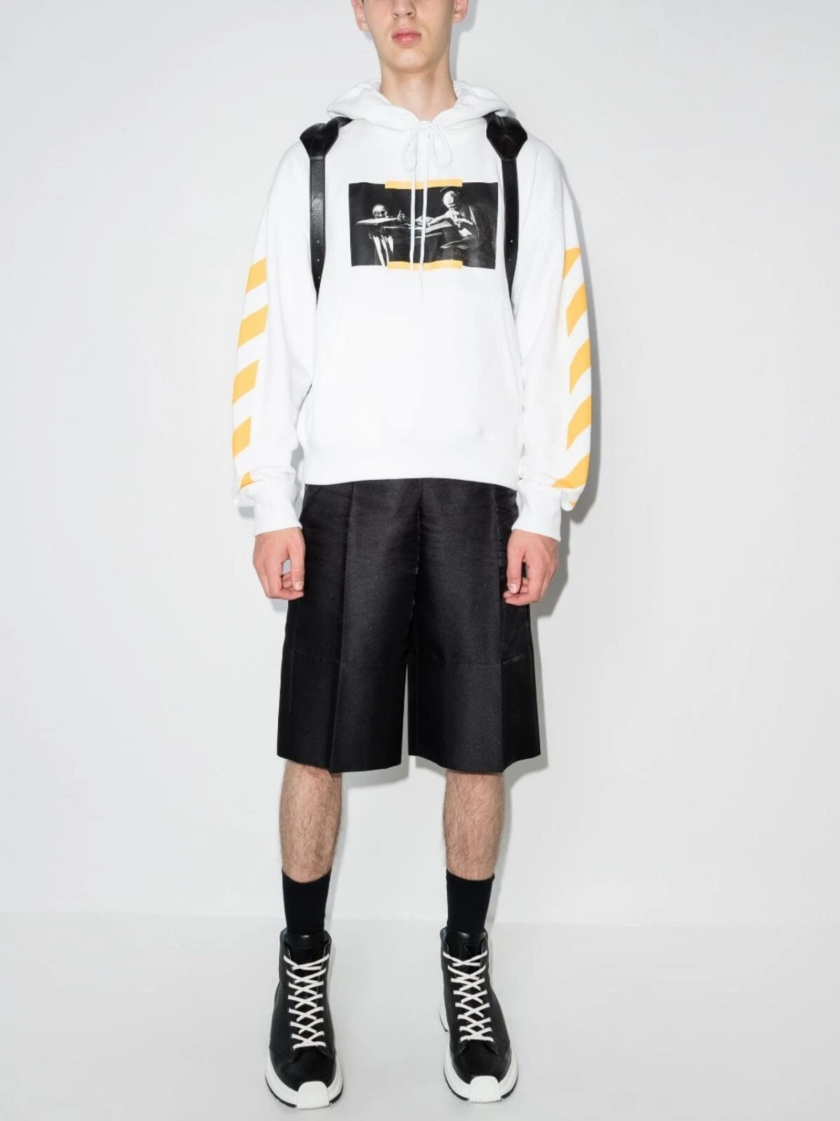 Felpa con cappuccio oversize Off White bianca Caravaggio Diagonals Taglia XS FW21 PREZZO AL PUBBLICO $665