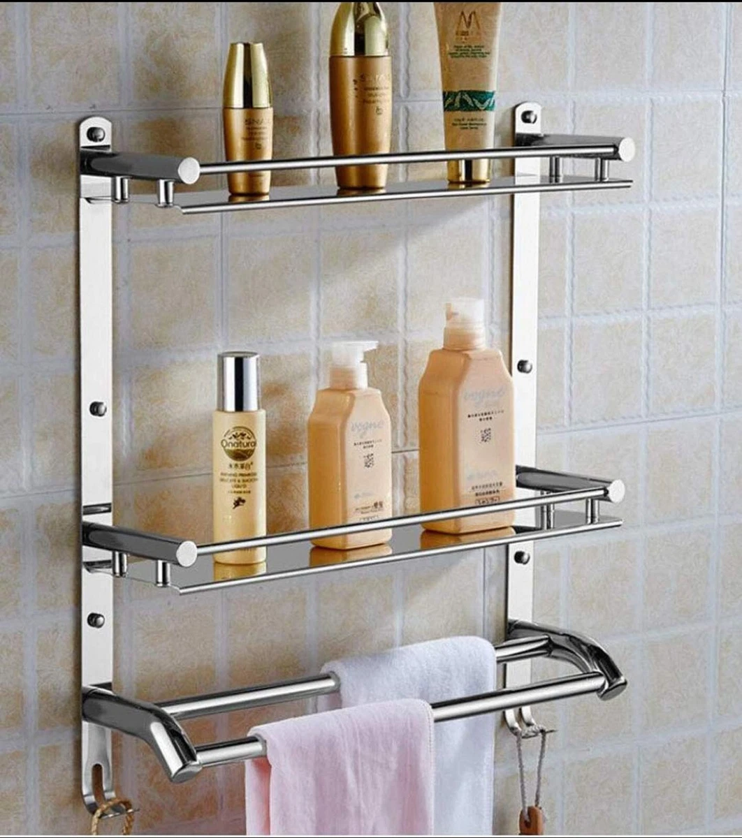 Stainless Steel Multipurpose Wall Mount Bath For Bathroom Accessories Rack